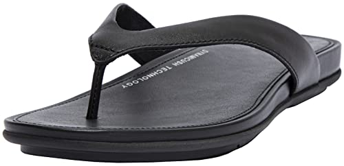 FitFlop Gracie Leather Flip - Flops - Women's All Black Shoe Deals Outlet