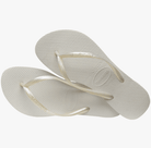 Havaianas Slim Sandals White / Black Men's 9/10 / Women's 11/12 M 7893249248776 Shoe Deals Outlet