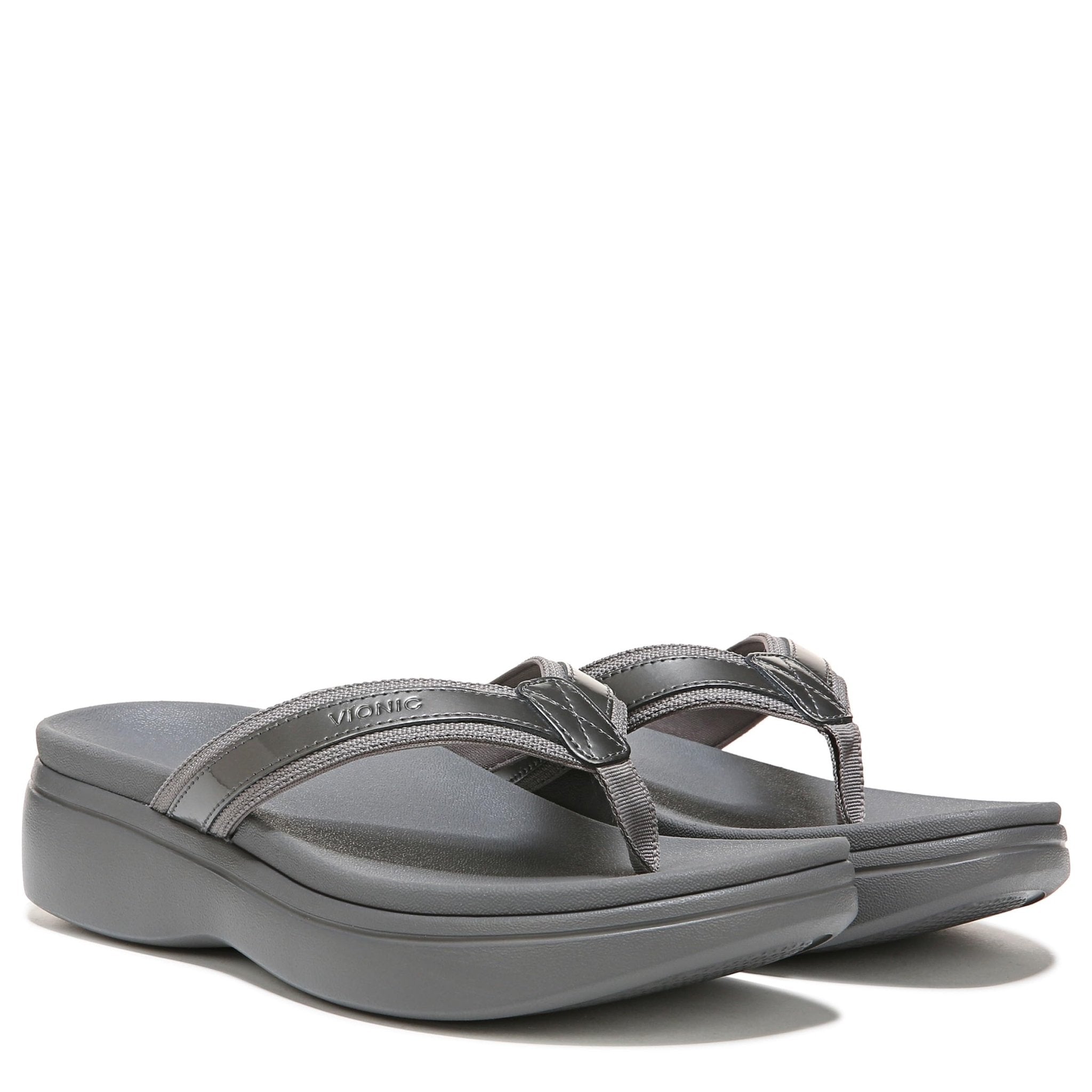 VIONIC High Tide Sandal - Women's Pewter Metal Patent Shoe Deals Outlet