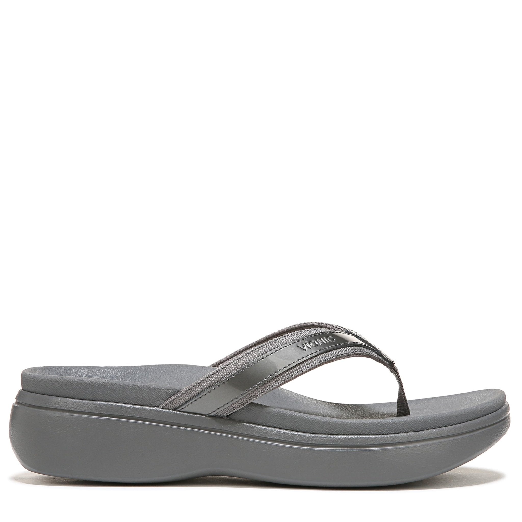 VIONIC High Tide Sandal - Women's Pewter Metal Patent Shoe Deals Outlet