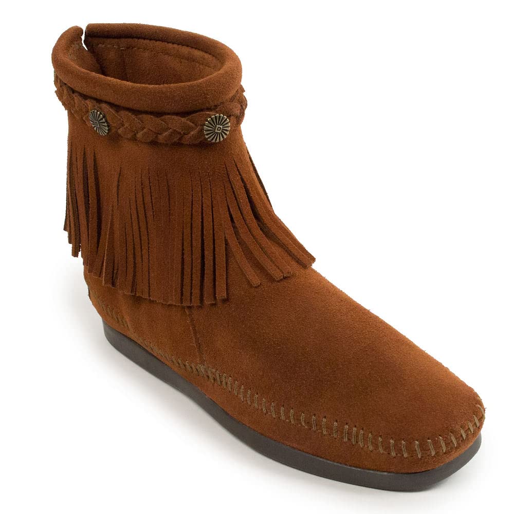 Minnetonka High Top Back Zip Boot - Women's Brown Shoe Deals Outlet