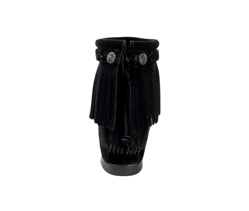 Minnetonka High Top Back Zip Boot - Women's Black Shoe Deals Outlet