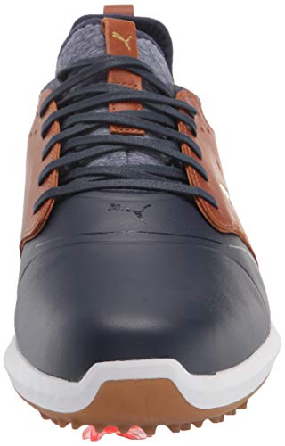 PUMA Ignite PWRADAPT Caged Crafted Golf Shoes - Men's Peacoat - leather Brown - puma Team Gold Shoe Deals Outlet