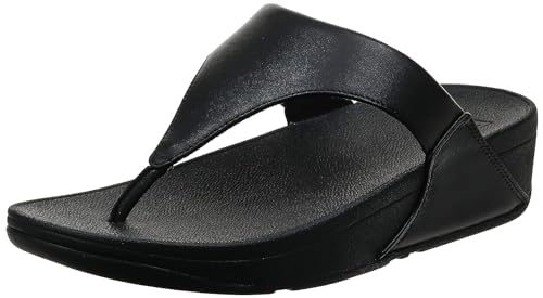 FitFlop Lulu Leather Toe - Post Sandals - Women's Black 2 Shoe Deals Outlet
