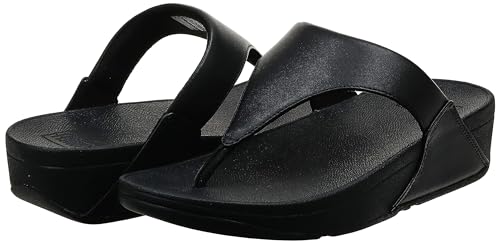 FitFlop Lulu Leather Toe - Post Sandals - Women's Black 2 Shoe Deals Outlet
