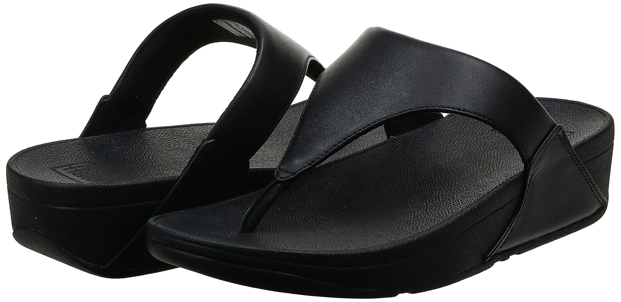 FitFlop Lulu Leather Toe - Post Sandals - Women's Black 2 Shoe Deals Outlet