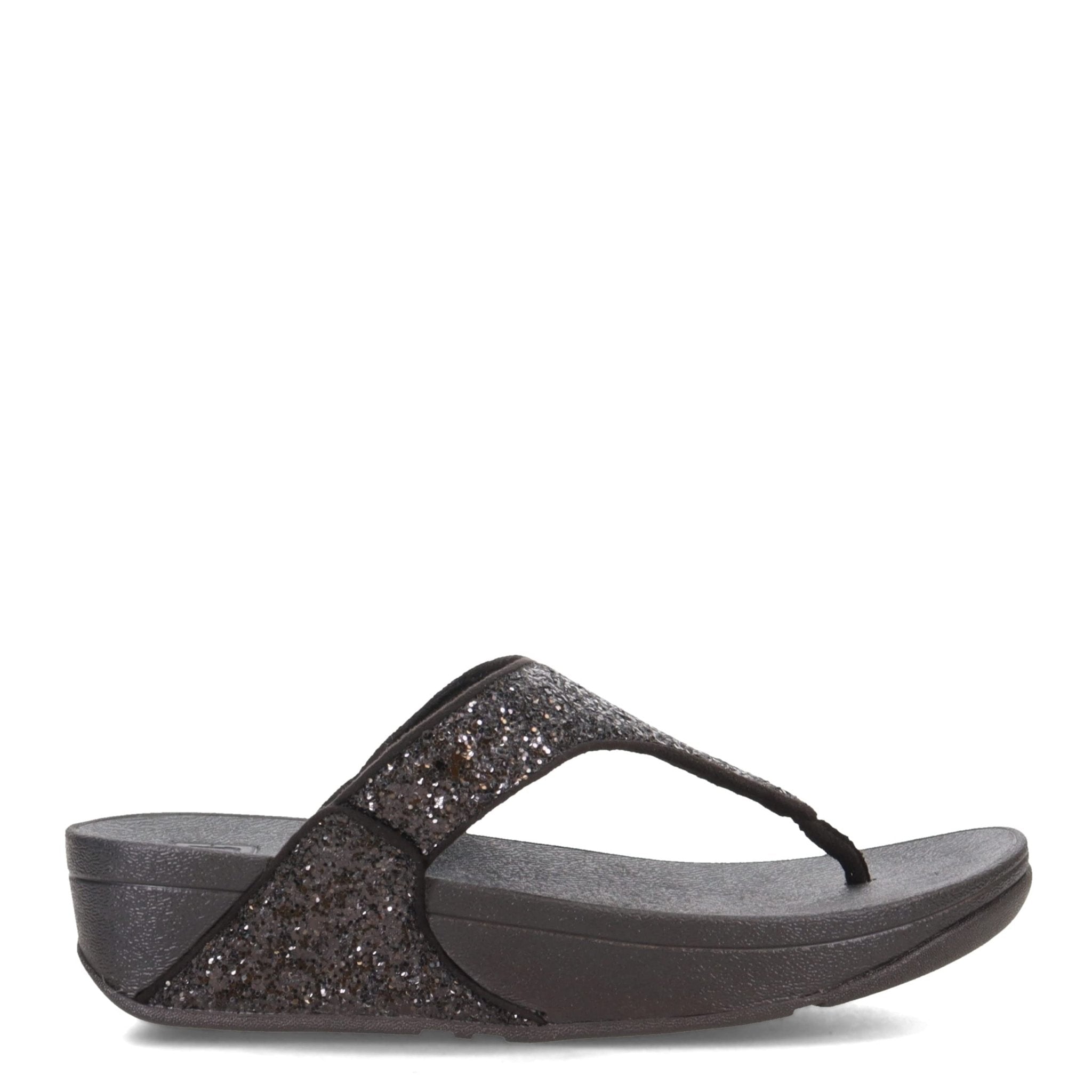 FitFlop Lulu Toe - Thong Sandal - Women's Black Glitter Shoe Deals Outlet