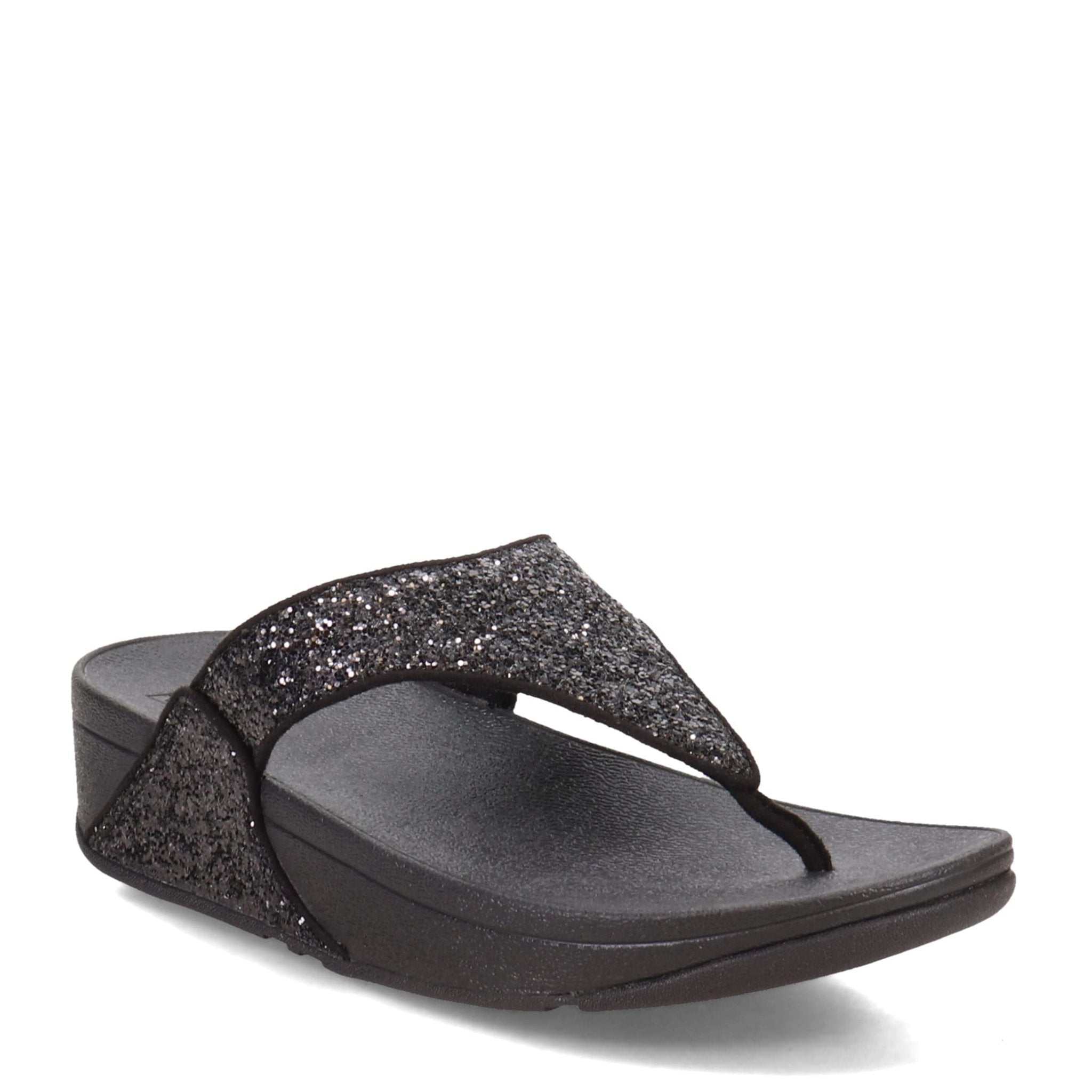 FitFlop Lulu Toe - Thong Sandal - Women's Black Glitter Shoe Deals Outlet