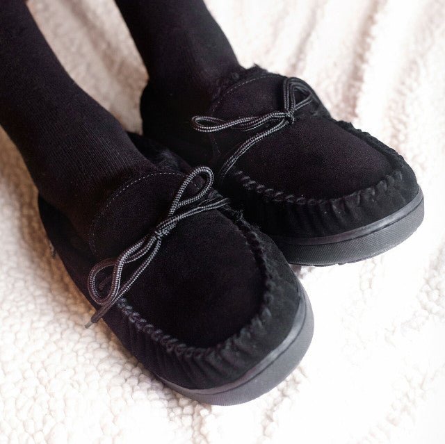 BEARPAW Moc II Slippers - Men's Black Multi Knit Shoe Deals Outlet