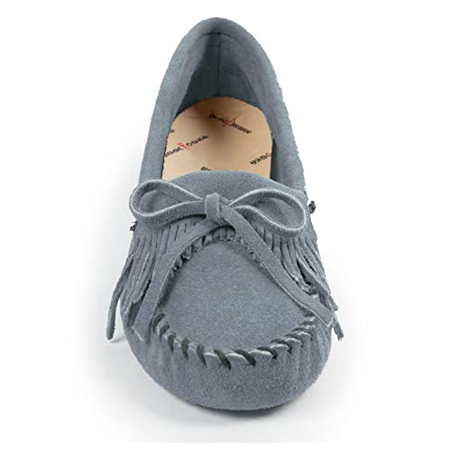 Minnetonka Moccasins Kilty Suede Softsole - Women's Storm Blue Shoe Deals Outlet