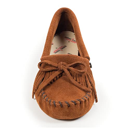Minnetonka Moccasins Kilty Suede Softsole - Women's Brown Shoe Deals Outlet