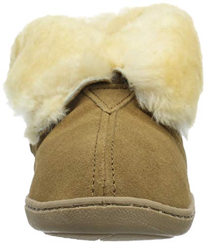 Minnetonka Moccasins Sheepskin Ankle Suede - Women's Golden Tan Shoe Deals Outlet