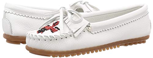 Minnetonka Moccasins Thunderbird Beaded - Women's White Smooth Shoe Deals Outlet