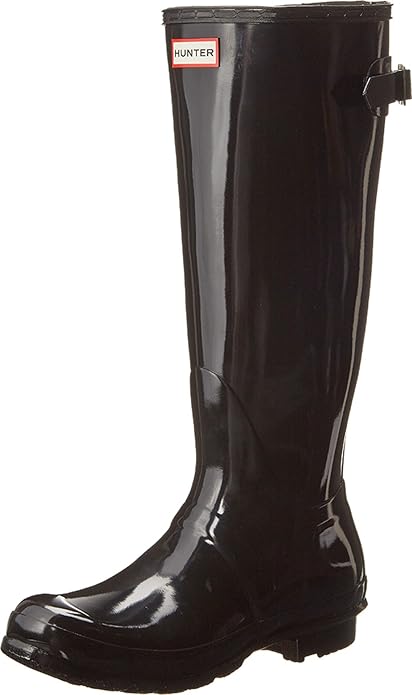 Hunter Original Tall Back Adjustable Gloss - Women's Black Shoe Deals Outlet