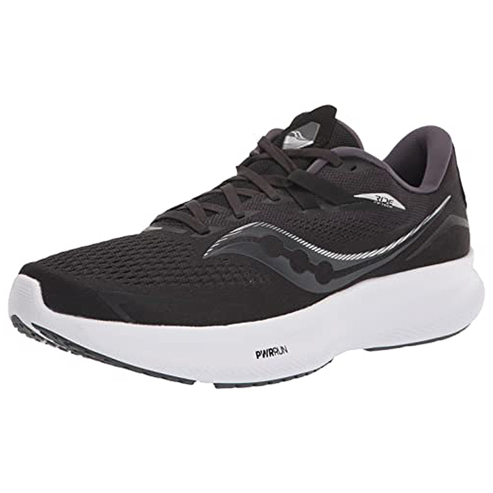 Saucony Ride 15 Running Shoe - Men's Black/White Shoe Deals Outlet