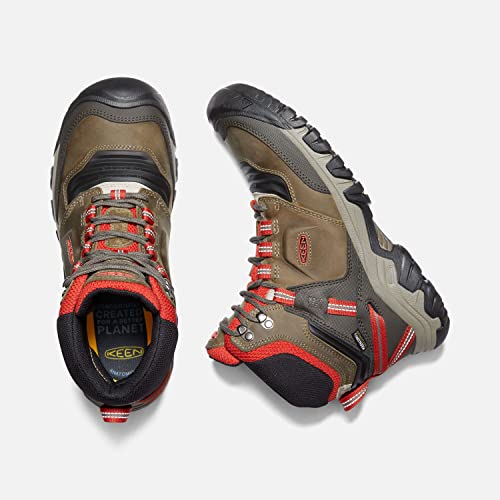 KEEN Ridge Flex Mid WaterProof - Men's Dark Olive/Ketchup Shoe Deals Outlet
