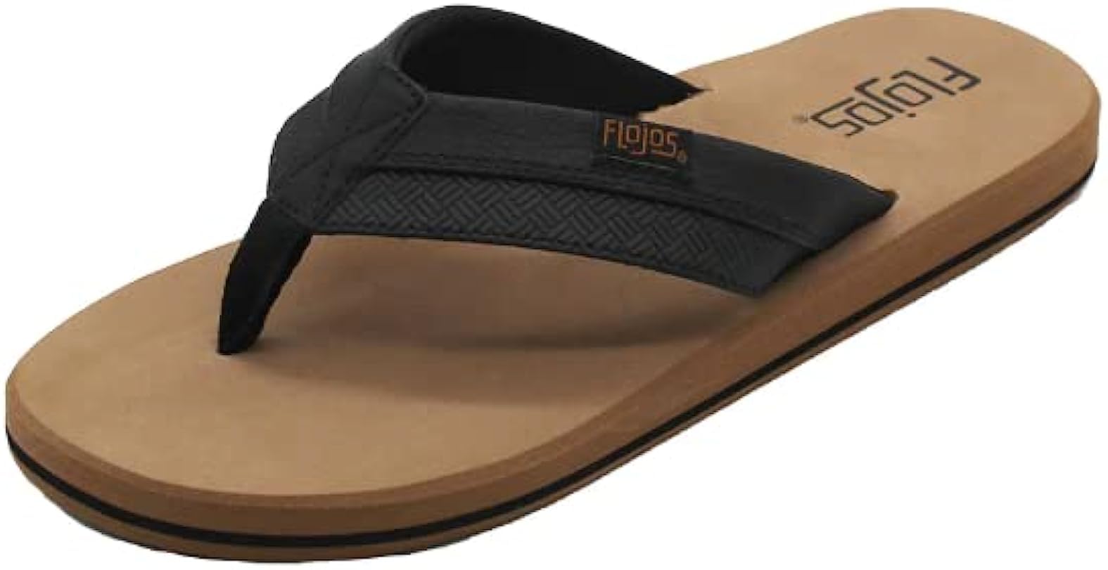 Flojos Ryan Flip - Flops - Men's Black/Tan Shoe Deals Outlet