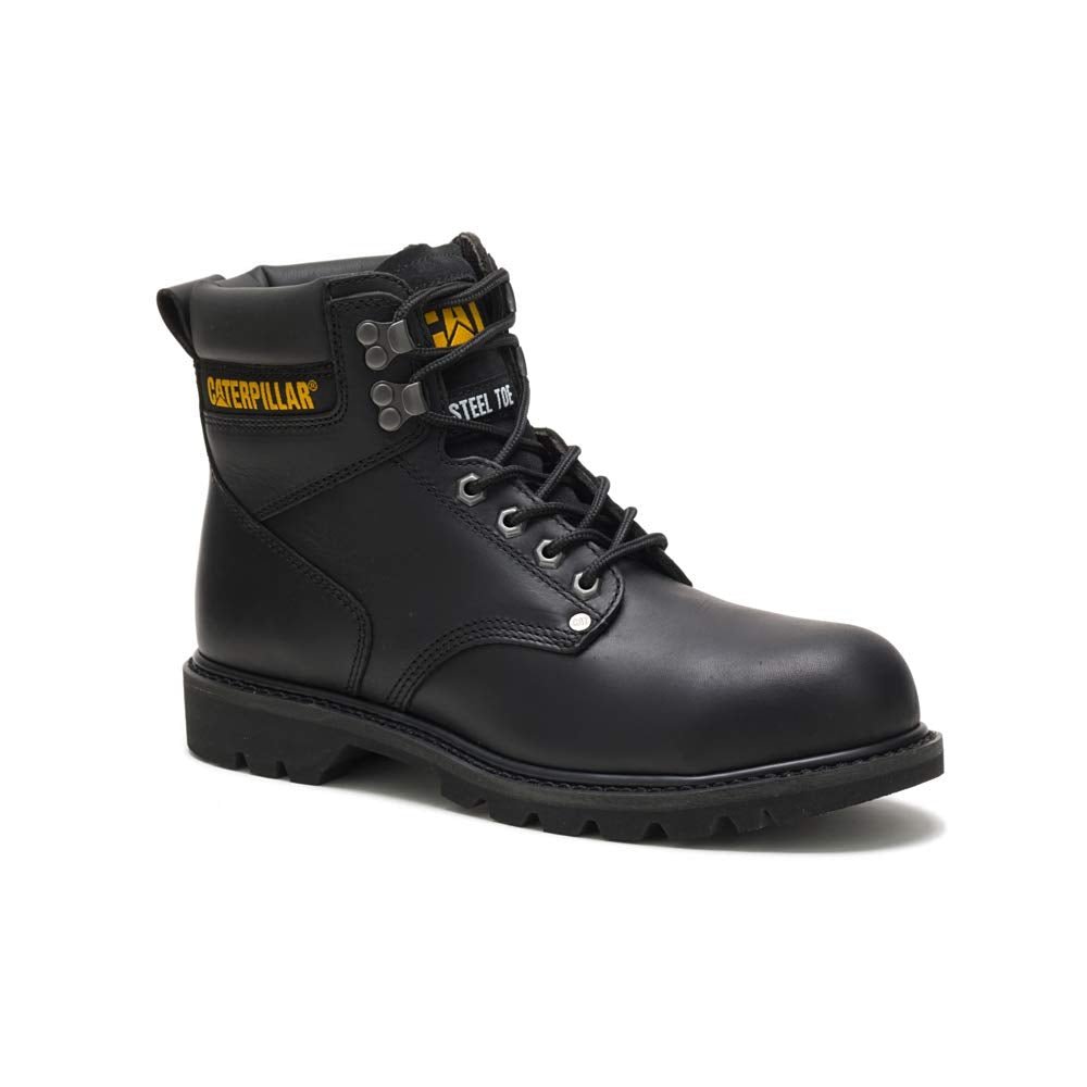 Caterpillar Second Shift Steel - Toe Boots - Men's Black Shoe Deals Outlet