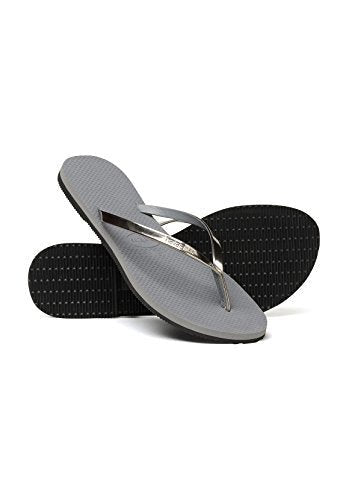 Havaianas Slim Flip Flops - Unisex Metallic Steel Grey Shoe Deals Outlet