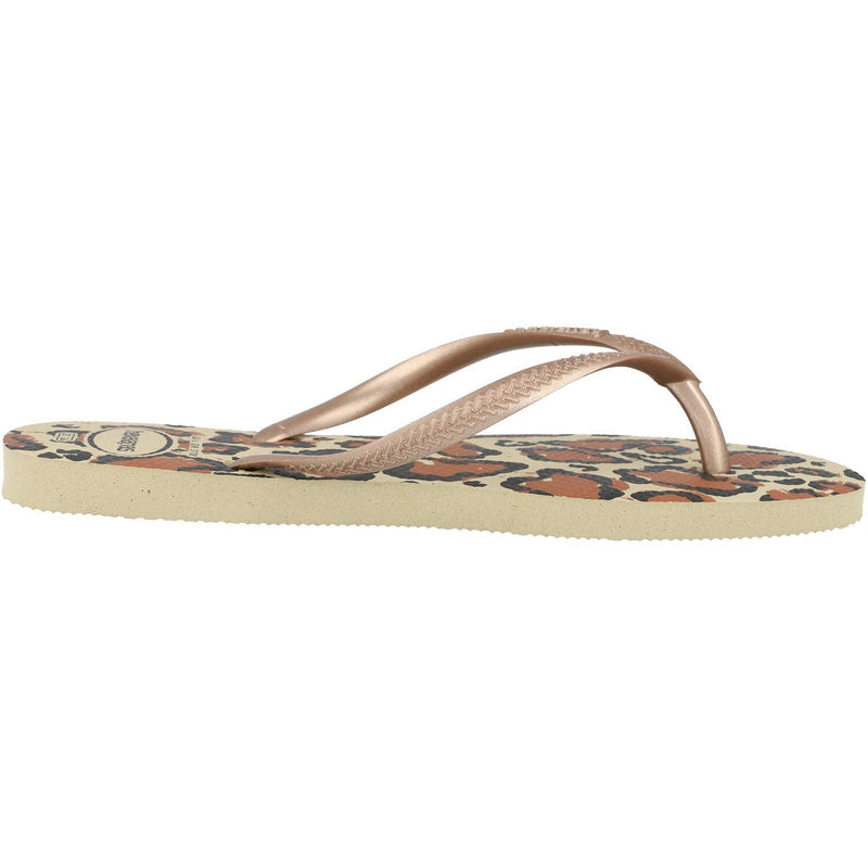Havaianas Slim Flip Flops - Unisex Leopard Print Rose Gold Shoe Deals Outlet