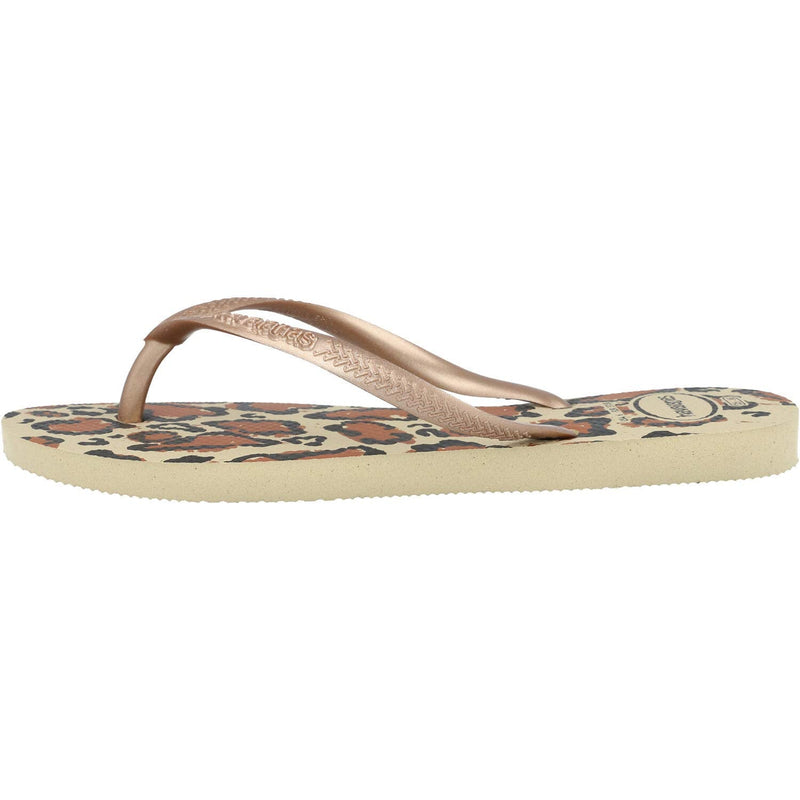 Havaianas Slim Flip Flops - Unisex Leopard Print Rose Gold Shoe Deals Outlet