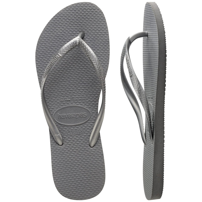 Havaianas Slim Flip Flops - Unisex Steel Grey Shoe Deals Outlet
