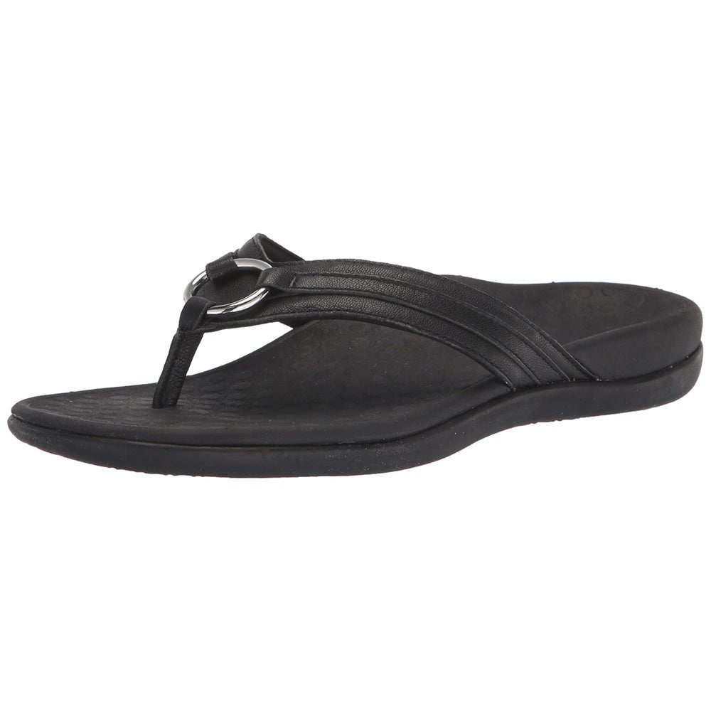 VIONIC Tide Aloe Toe Post - Women's Black Leather Shoe Deals Outlet