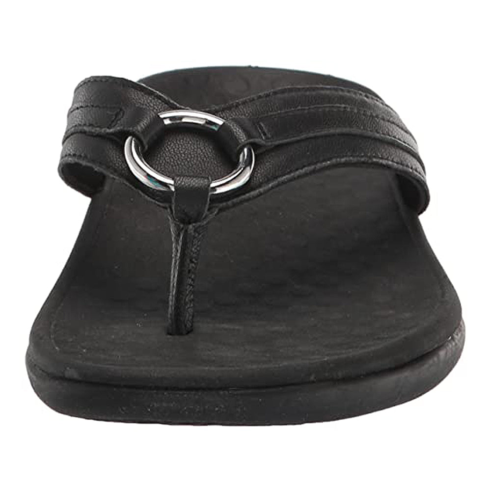 VIONIC Tide Aloe Toe Post - Women's Black Leather Shoe Deals Outlet