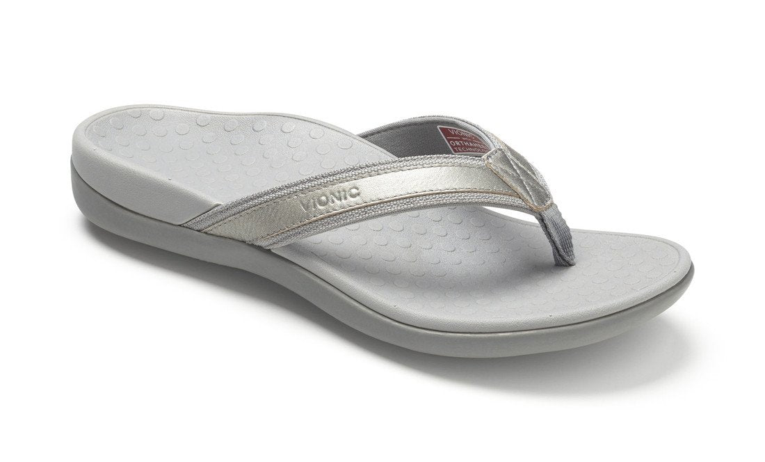 VIONIC Tide II Toe Post Sandal - Women's Pewter Metallic Shoe Deals Outlet