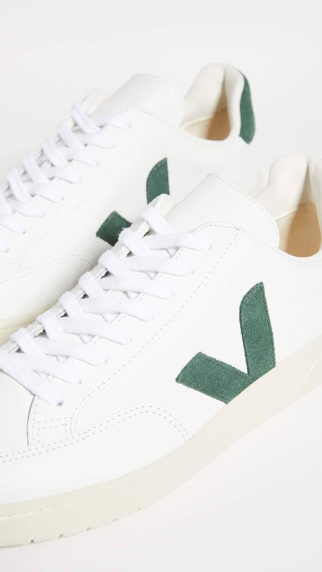 VEJA V - 12 LEATHER - Men's White/Cyprus Shoe Deals Outlet