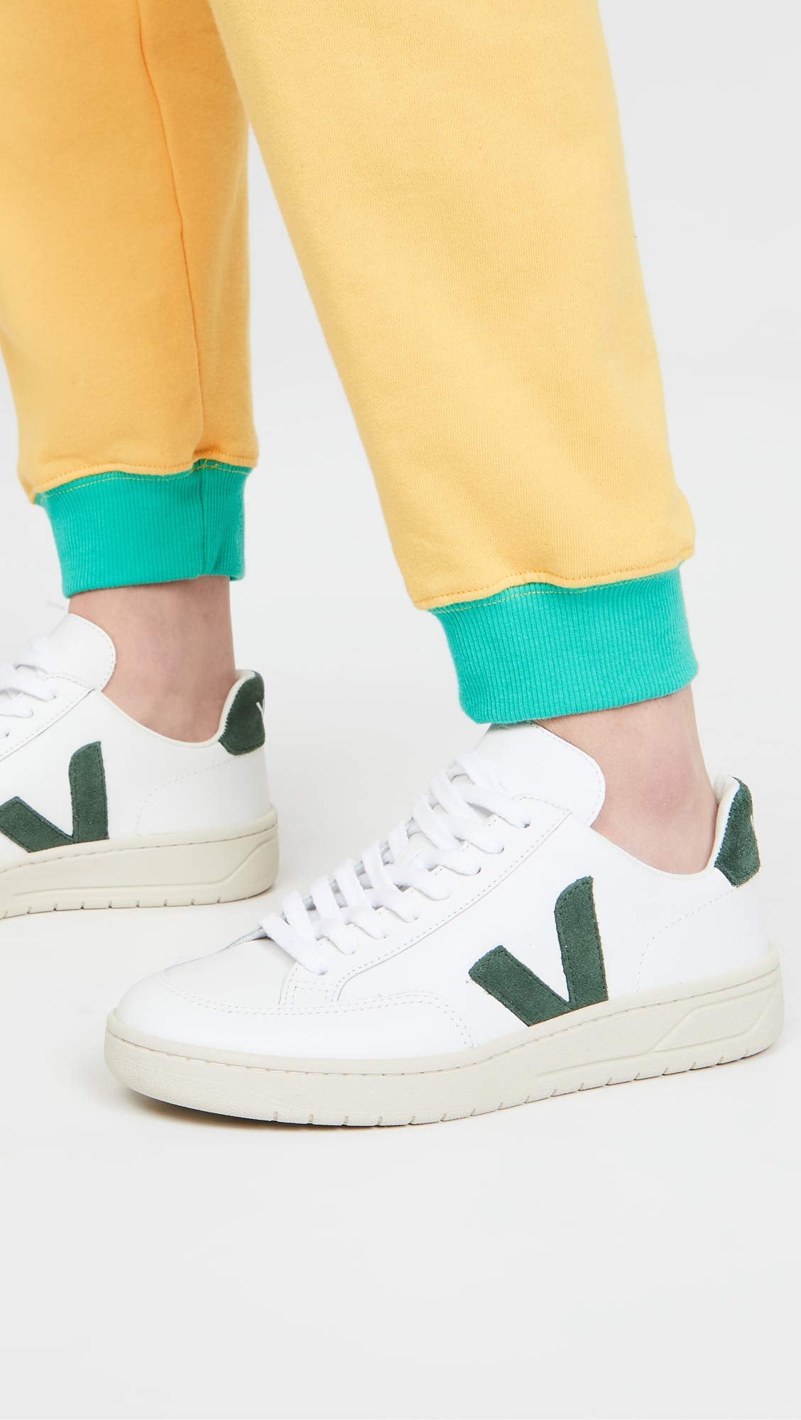 VEJA V - 12 LEATHER - Women's White/Cyprus Shoe Deals Outlet