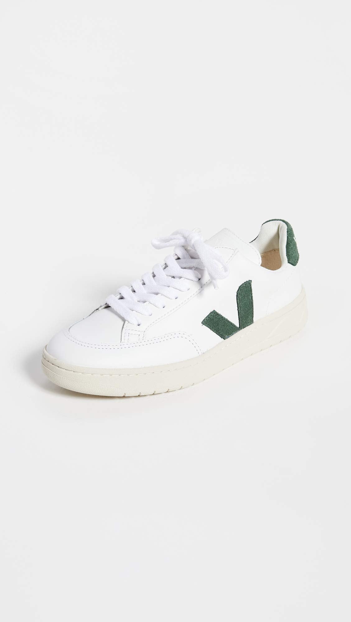 VEJA V - 12 LEATHER - Women's White/Cyprus Shoe Deals Outlet