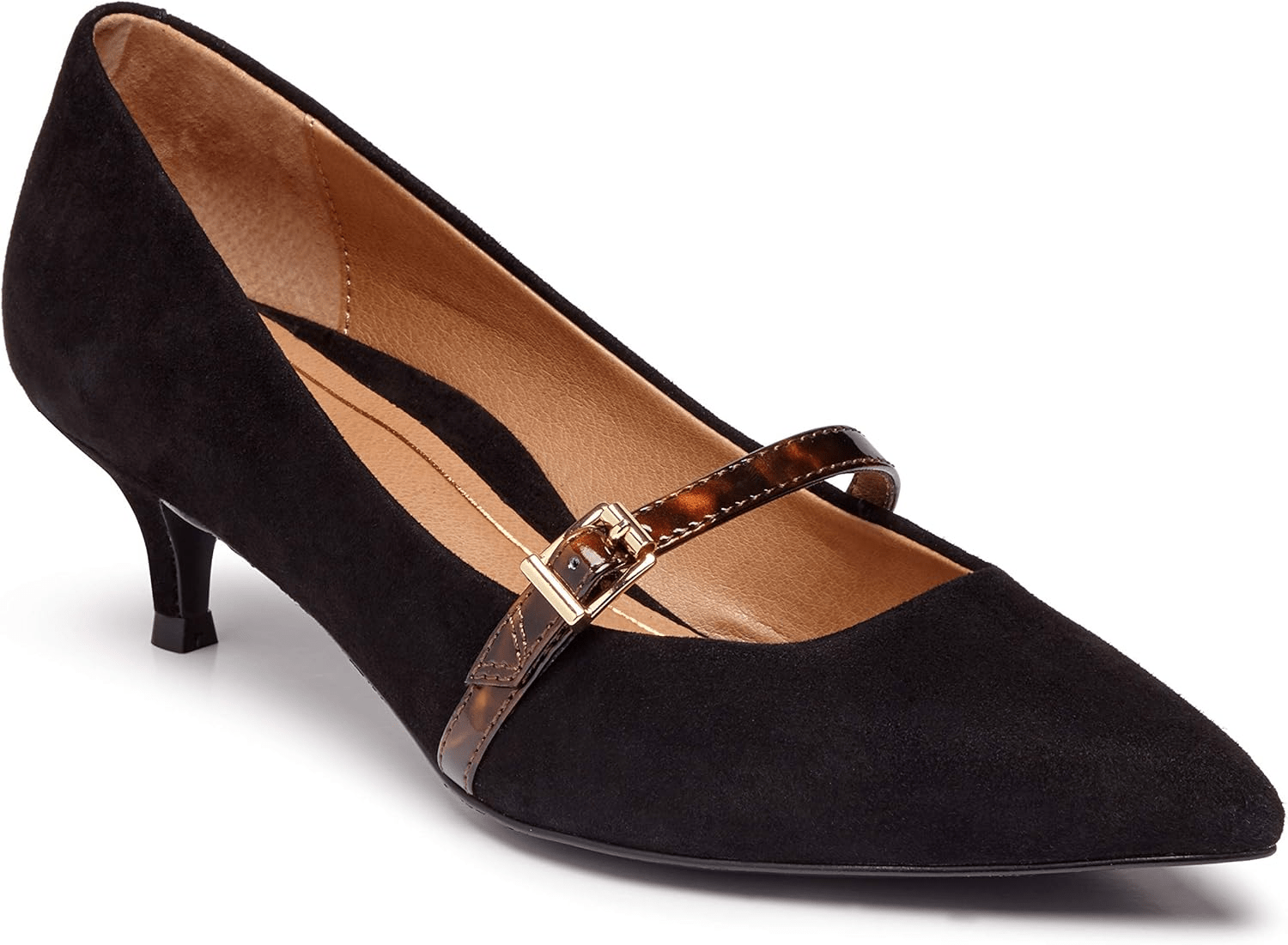 VIONIC Minnie Kitten Heel Black Leather 8 M 192329162399 Shoe Deals Outlet