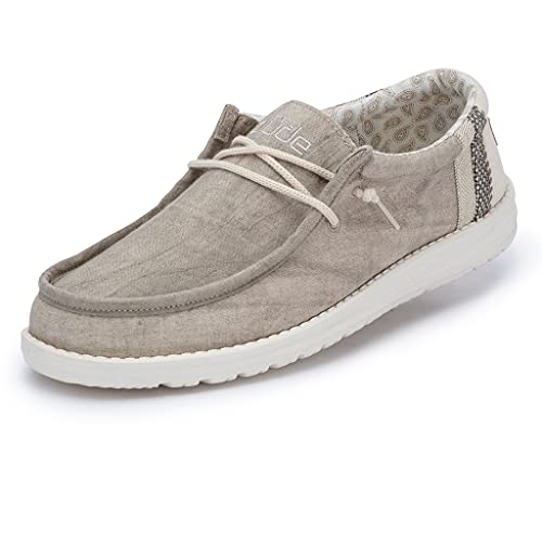 Hey Dude Wally Linen - Men's Natural Khaki Shoe Deals Outlet