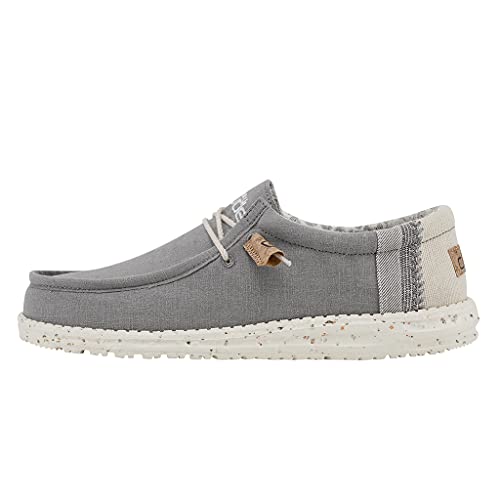 Hey Dude Wally Linen - Men's Natural Grey Shoe Deals Outlet