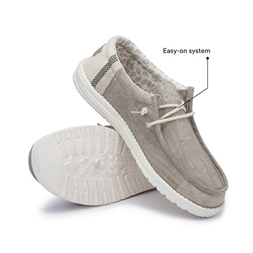 Hey Dude Wally Linen - Men's Natural Khaki Shoe Deals Outlet