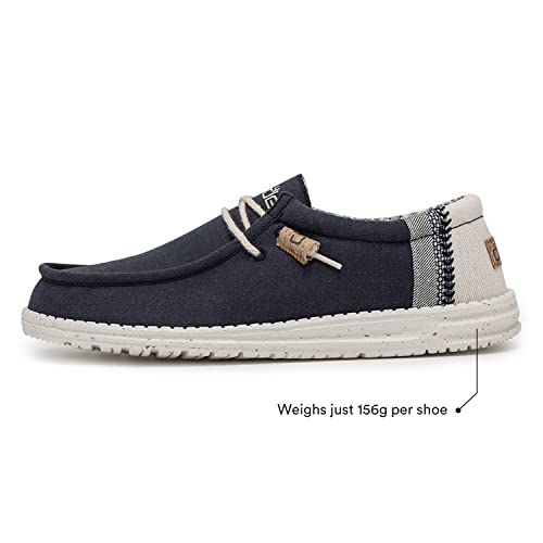 Hey Dude Wally Linen - Men's Natural Navy Shoe Deals Outlet