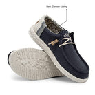 Hey Dude Wally Linen - Men's Natural Navy Shoe Deals Outlet
