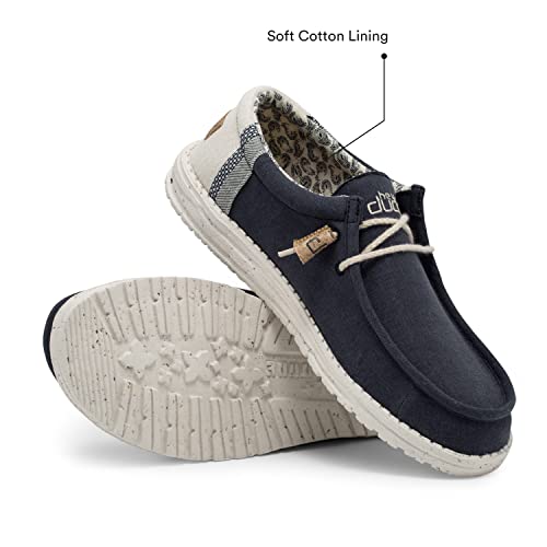 Hey Dude Wally Linen - Men's Natural Navy Shoe Deals Outlet